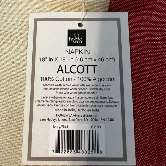 NWT 6 Alcott Cotton Napkins - Picture 3 of 4